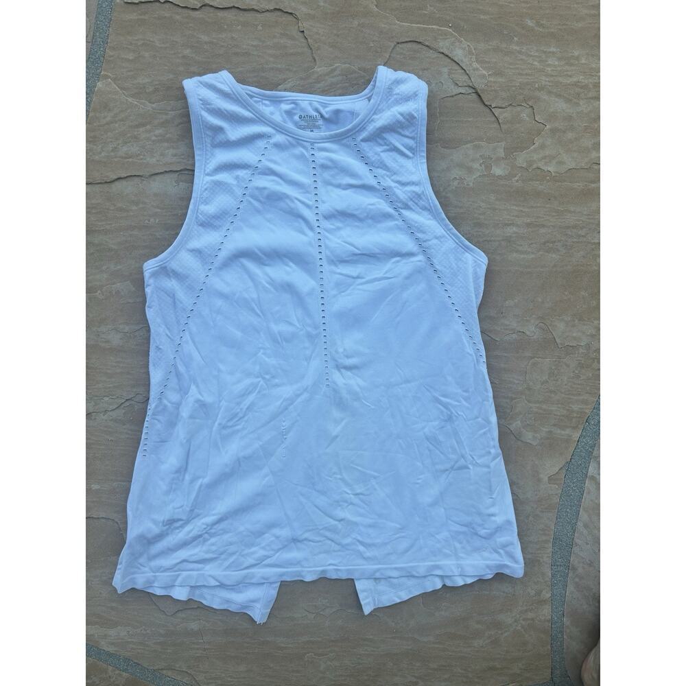 Athleta Foothill Crew Neck Split Back Sleevelss Tank Top. White, Size M